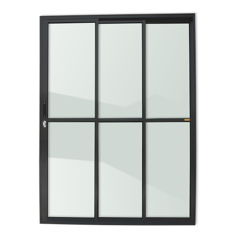 Porta de Correr Alumínio 3F. 210 x 180 V.Liso Preto Brimak