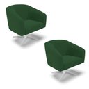Ver imagem 1 de Cadeira Sala de Jantar Giratória Base Cromada Kit 2 Stella Veludo D03 - D'Rossi Cor Verde