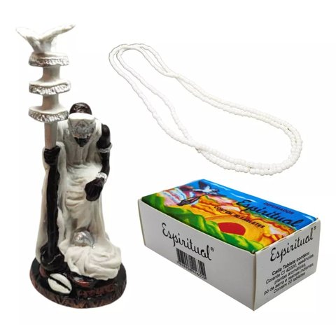 Kit Defumador Espiritual + Imagem Resina Orixá 15 Cm + Guia