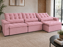 Ver imagem 2 de Sofá Retrátil e Reclinável Antonella 3,20 m — 3 Módulos com Assento em Espuma D33:Rosa