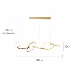 Lustre Pendente 120cm 65w 3000k Dourado Moderno Bivolt - 5