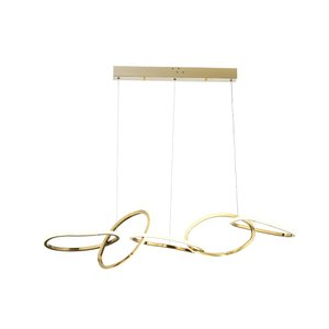 Lustre Pendente 120cm 65w 3000k Dourado Moderno Bivolt