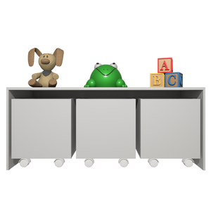 Mesa Organizadora de Brinquedos com 3 Baús 100% Mdf Plancasa Cinza Cristal Tx