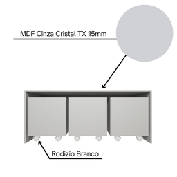Mesa Organizadora de Brinquedos com 3 Baús 100% Mdf Plancasa Cinza Cristal Tx - 7