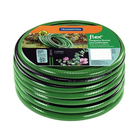 Mangueira Flex para Jardim Tramontina Verde com Faixa Preta em PVC 4 Camadas 25 m Tramontina