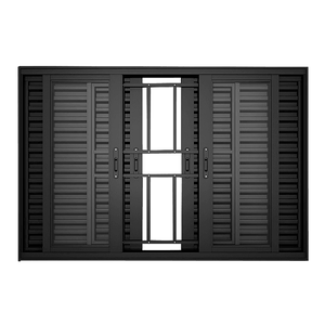 Veneziana 6 Folhas de Correr com Grade Alumínio Preto 100x150 Linha 25