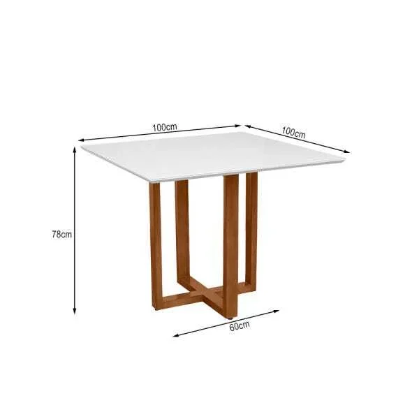 Conjunto Mesa De Jantar Sofia Off White 100cm Mel 4 Cadeiras Estofadas Mel Com Marrom - 5