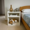 Ver imagem 2 de Mesa de Cabeceira Pet Off-white com Nicho e Colchão Incluso
