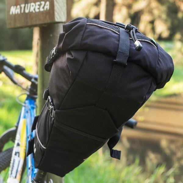 Bolsa de Selim Voyager 10 Litros Preto Transporte na Viagem - 11