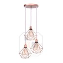 Ver imagem 1 de Lustre Pendente Aramado Rose Gold Base Tripla C/ Lâmpada Fio Cristal