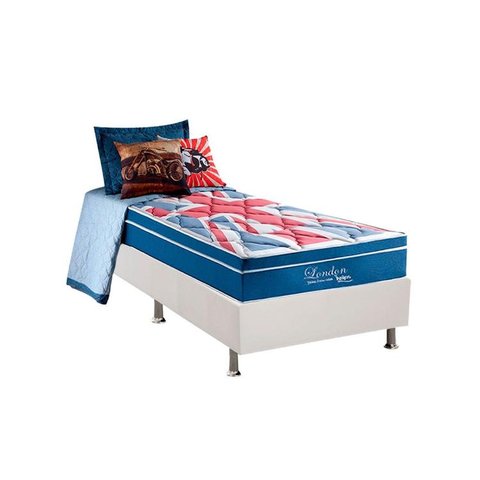 Cama Box Solteiro: Colchão Molas Ensacadas Anjos MasterPocket London + Base CRC Courano White(88x188