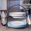 Ver imagem 2 de Suporte Porta Pratos Talheres Guardanapos Alice Schmitt Preto Fosco Bancada