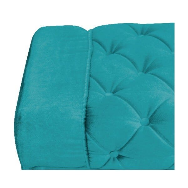 Puff Berlim Base Giratória de Metal Suede Azul Turquesa - 4