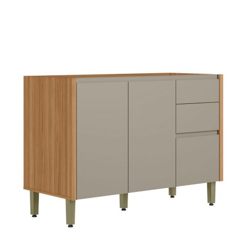 Balcão para Pia Arya 120cm 100% Mdf Jequitibá/gris Fosco - Sallar Home