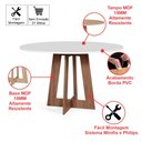 Ver imagem 2 de Mesa de Jantar Redonda 90cm 4 Lugares Montreal MDF Branco e Noronha - Straub Web