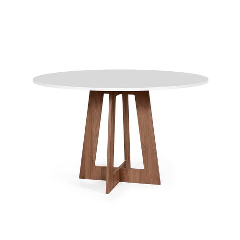 Mesa de Jantar Redonda 90cm 4 Lugares Montreal MDF Branco e Noronha - Straub Web