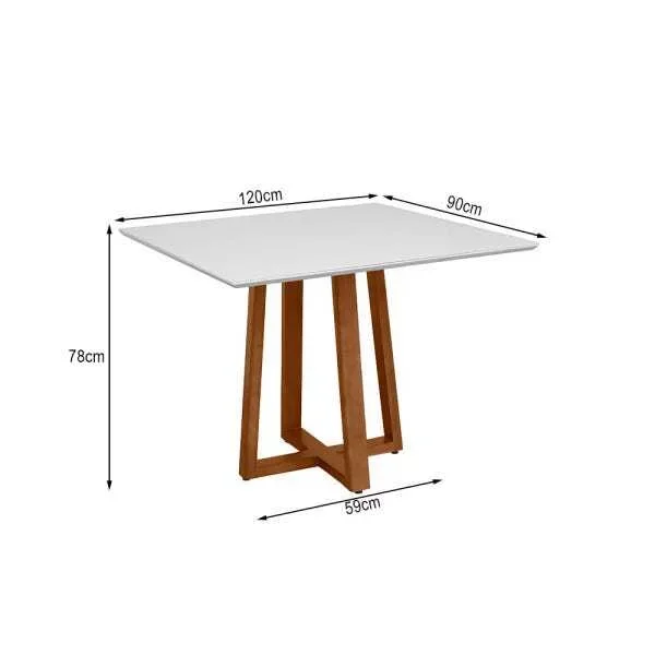 Conjunto Mesa De Jantar Isabel Off White 120x90cm Mel 4 Cadeiras Estofadas Mel Com Capuccino - 5