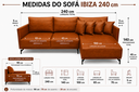 Ver imagem 4 de Sofá Ibiza Caramelo 2.40m Chaise Lado Direito ou Esquerdo – Design Moderno e Conforto Premium