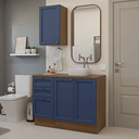 Ver imagem 1 de Conjunto Gabinete para Banheiro 110cm 3 Gavetas 3 Portas Rustic/Azul Vik Madesa 01