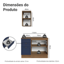 Ver imagem 3 de Conjunto Gabinete para Banheiro 110cm 3 Gavetas 3 Portas Rustic/Azul Vik Madesa 01
