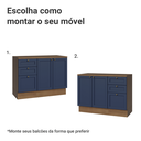 Ver imagem 5 de Conjunto Gabinete para Banheiro 110cm 3 Gavetas 3 Portas Rustic/Azul Vik Madesa 01