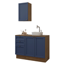 Ver imagem 2 de Conjunto Gabinete para Banheiro 110cm 3 Gavetas 3 Portas Rustic/Azul Vik Madesa 01