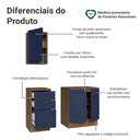Ver imagem 4 de Conjunto Gabinete para Banheiro 110cm 3 Gavetas 3 Portas Rustic/Azul Vik Madesa 01