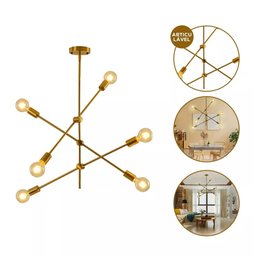 Lustre Pendente Sputnik Ipanema Moderno Decoração Casa Sala de Estar Luminária de Teto Iluminação Ar - 5