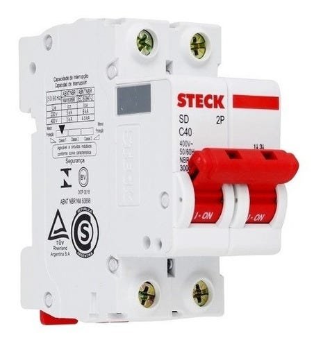 Disjuntor Bipolar Din 2p 40a Curva C 3ka 400v Sdd62c40 Steck - 2