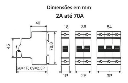 Disjuntor Bipolar Din 2p 40a Curva C 3ka 400v Sdd62c40 Steck - 3