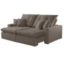 Ver imagem 1 de Sofá com Chaise B002 3 Lugares Retrátil 210cm Café Veludo Meu Sofá Online