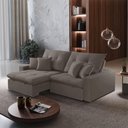 Ver imagem 2 de Sofá com Chaise B002 3 Lugares Retrátil 210cm Café Veludo Meu Sofá Online