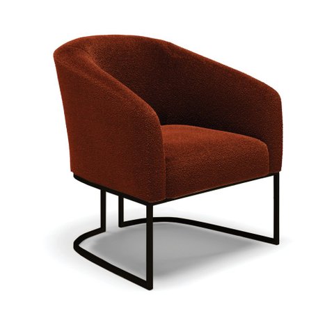 Poltrona Stella Bouclê Terra Base Metálica Industrial Preto - D'Rossi