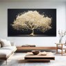 Quadro Decorativo Floral Pintura Arvore Dourada, Tela Canvas  ideal ambiente  Sala e Quarto - 2