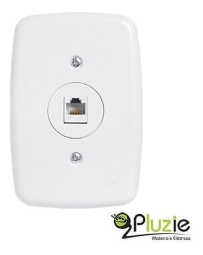 Conjunto Ideale 1 Tomada Rj45 Branca 4x2 Pluzie 3232:Branco - 3