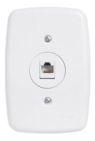 Conjunto Ideale 1 Tomada Rj45 Branca 4x2 Pluzie 3232:Branco - 1