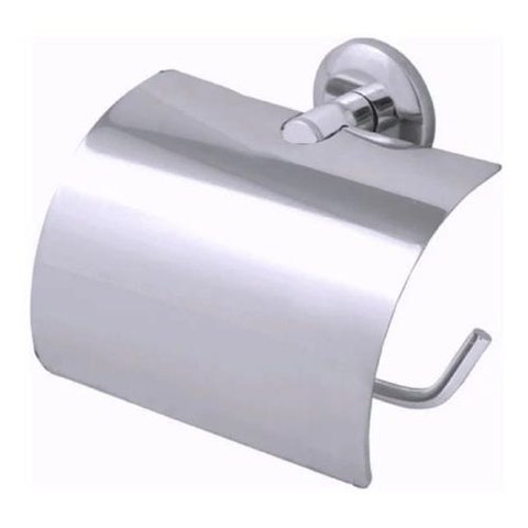 Porta Papel Higiênico Parede Banheiro com Tampa Inox Cromado