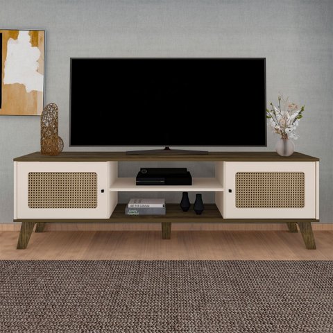 Rack para TV até 75 Polegadas Charlotte 2 Portas Pinho/Off White - Artely Móveis