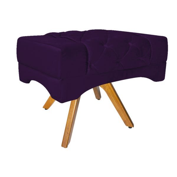 Kit 2 Puff Berlim Base Giratória de Madeira Suede Roxo - 2