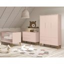 Ver imagem 1 de Jogo de Quarto para Bebê Completo 3 Portas Théo New Rosa Fosco com Madeira - Moveisaqui
