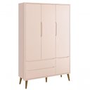 Ver imagem 3 de Jogo de Quarto para Bebê Completo 3 Portas Théo New Rosa Fosco com Madeira - Moveisaqui
