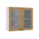 Ver imagem 1 de Armário Aéreo Celeste Kappesberg 100% Mdf 2 Portas com Vidro Branco/nogueira 80cm