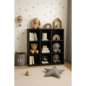 Armário Estante Multiuso Colmeia 9 Nichos Rack Prateleiras Divisórias Preto Cód.309