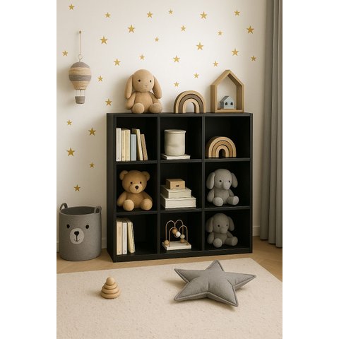 Armário Estante Multiuso Colmeia 9 Nichos Rack Prateleiras Divisórias Preto Cód.309