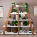 Ver imagem 7 de Kit 2 Estante Multiuso Decorativa 5 Prateleiras Stela A06 Freijó/branco - Mpozenato