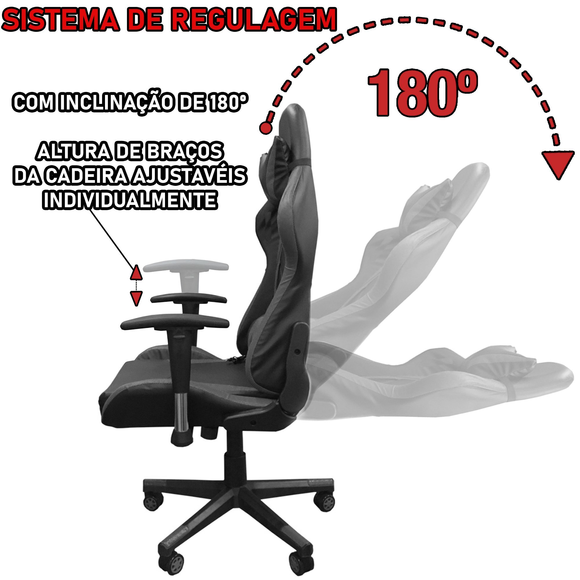 Cadeira Gamer Escritório Ergonômica Preta Massageadora MadeiraMadeira