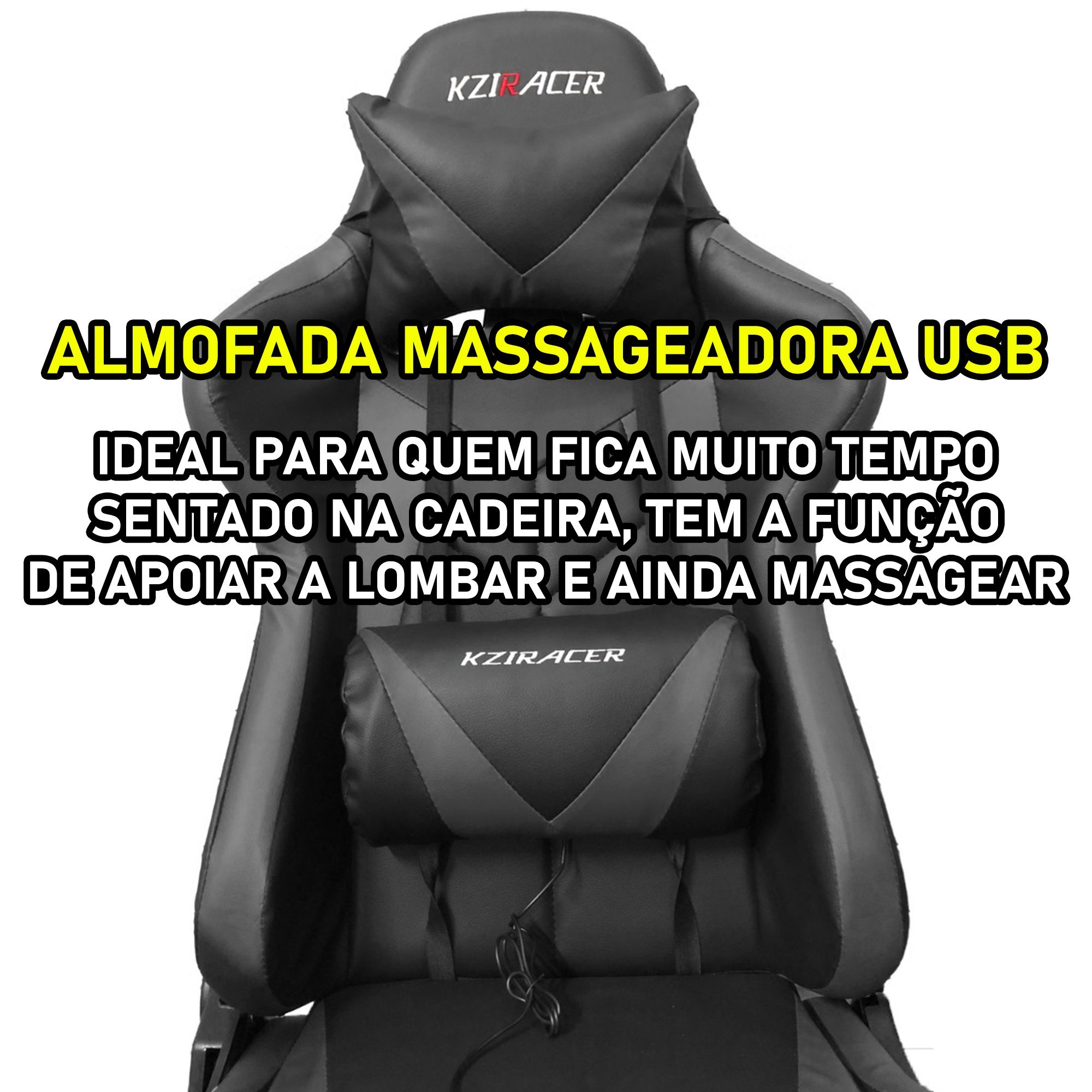 Cadeira Gamer Escritório Ergonômica Preta Massageadora - 2