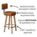 Ver imagem 6 de 2 Banquetas com Encosto para Bancada de Cozinha Estofada Resistente