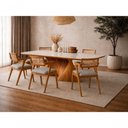 Ver imagem 1 de Conjunto de Jantar Opala 6 Lugares Tampo em Vidro Café 180cm Sala Nobre