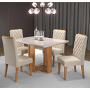 Ver imagem 1 de Mesa de Jantar Retangular Ligia com 4 Cadeiras Iza Mel/bege/vd Off White - Casa Giulia